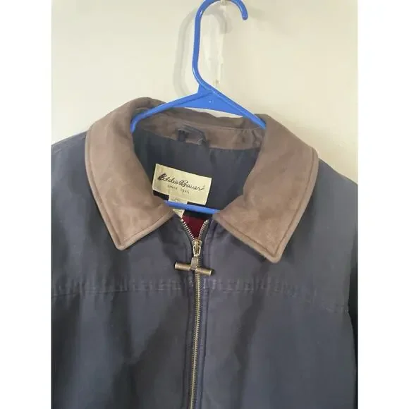 Vintage Eddie Bauer Jacket Mens XL Tall Navy Goose Down Chore Barn Coat Quilted - Picture 6 of 15